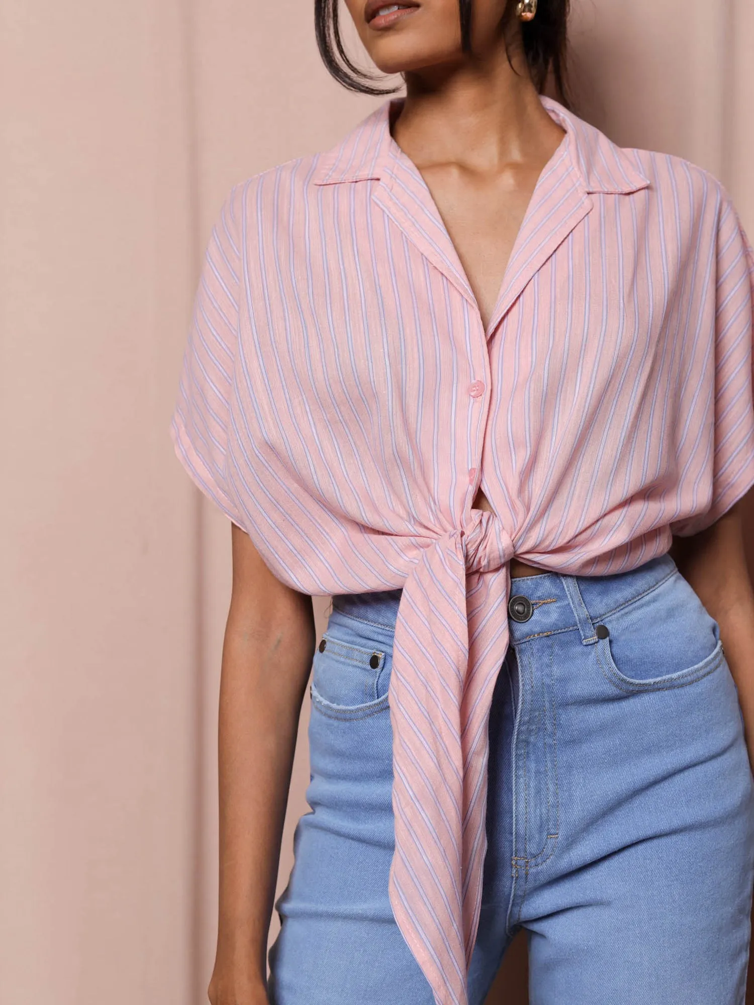 Button Down Front Tie-Up Top