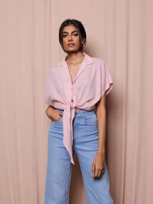Button Down Front Tie-Up Top