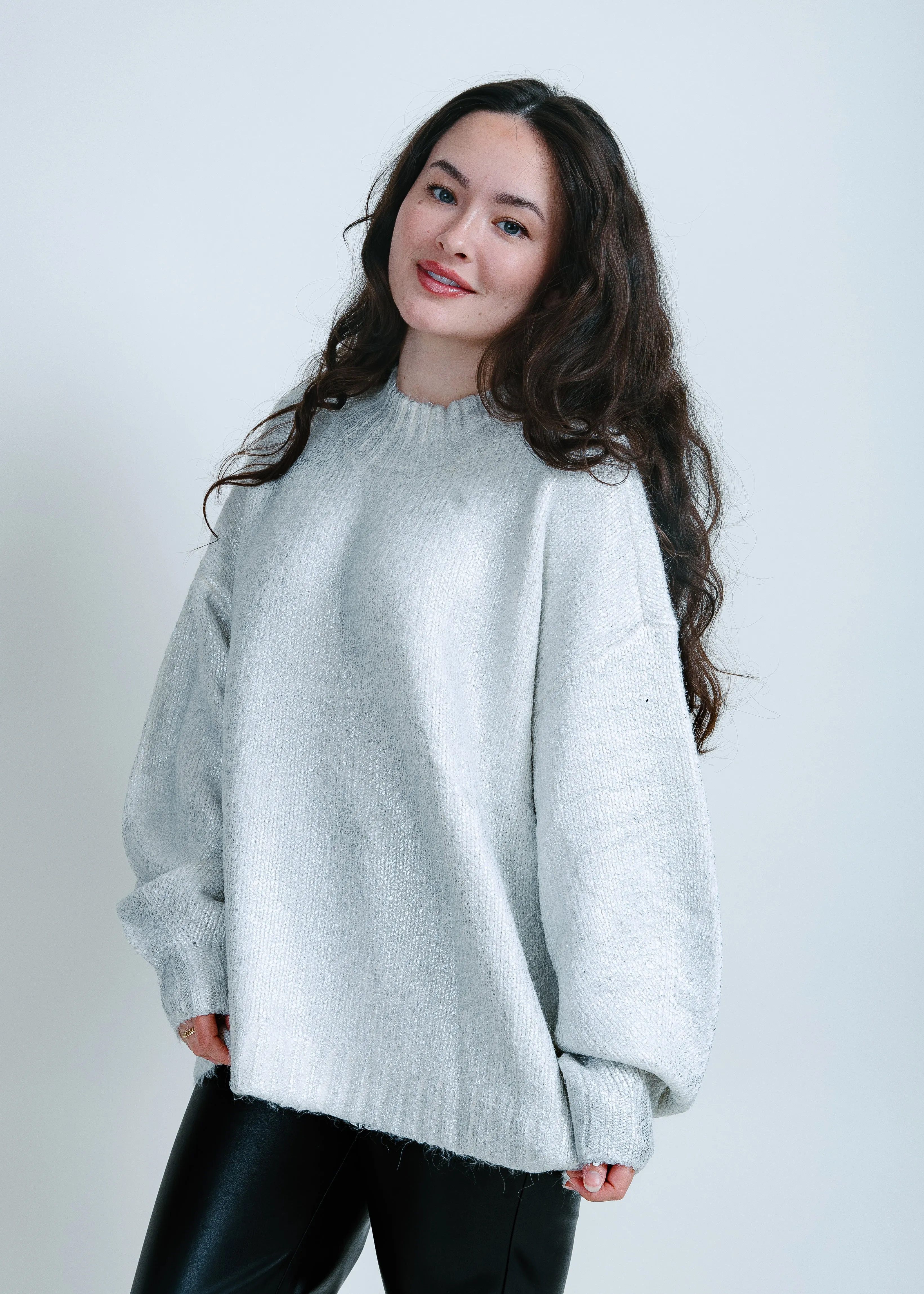 Carlen Mock Neck Sweater - Snow Disco