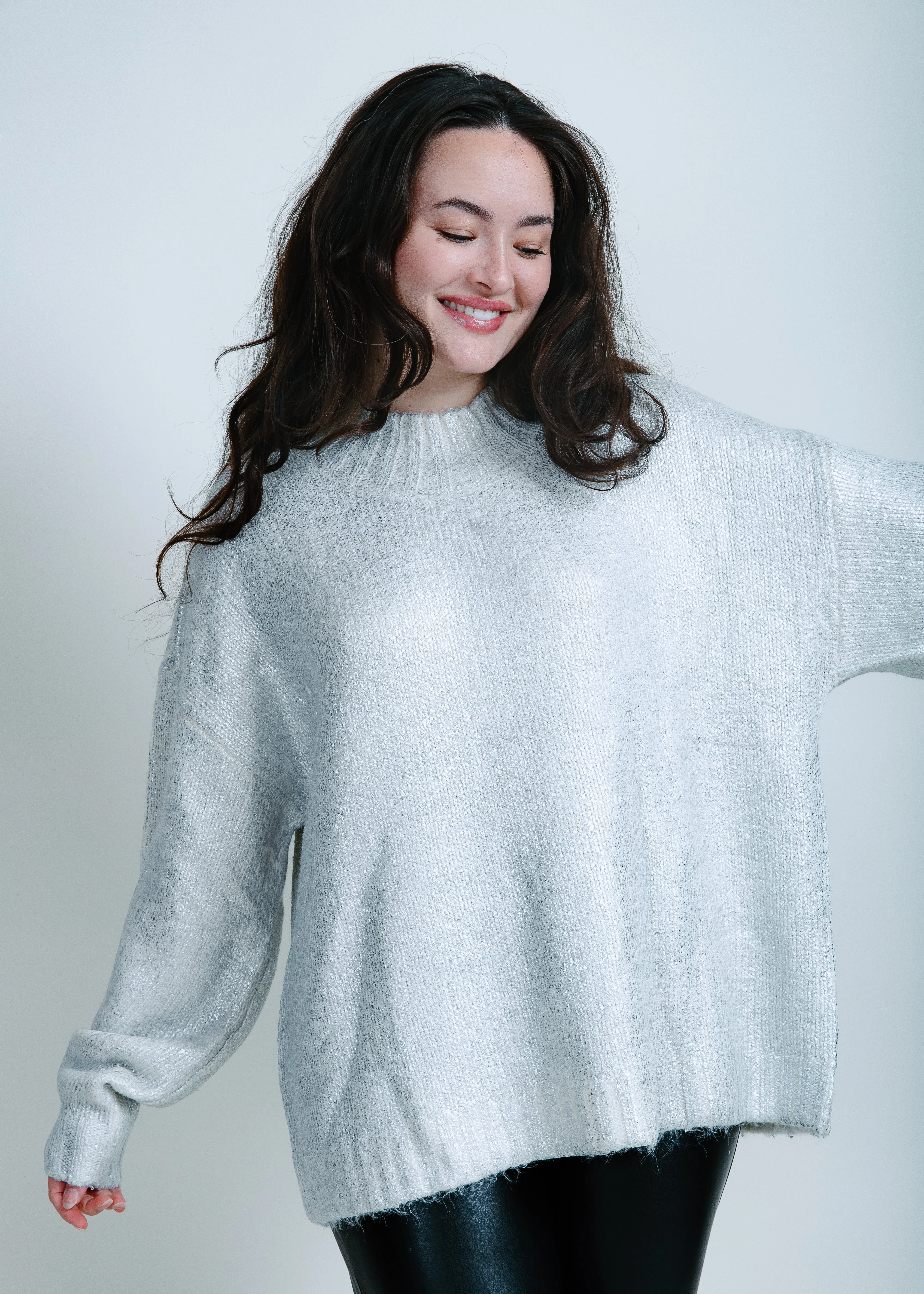 Carlen Mock Neck Sweater - Snow Disco