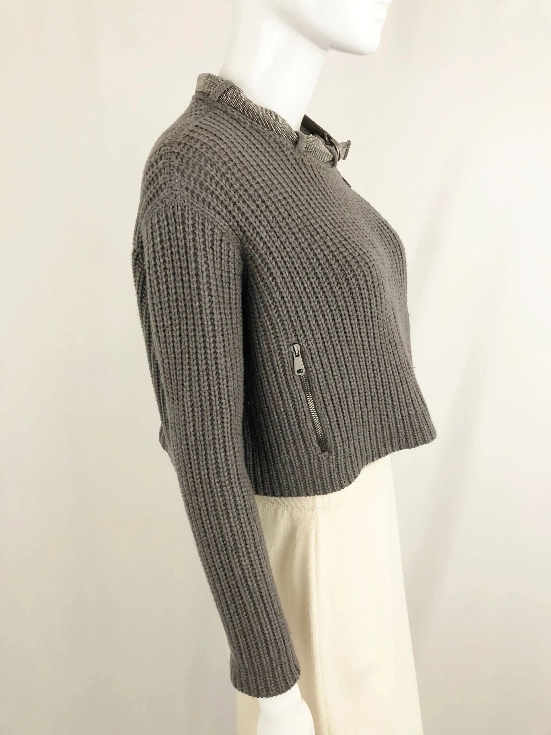 Cashmere Sweater W/ Monili Collar Size Xs