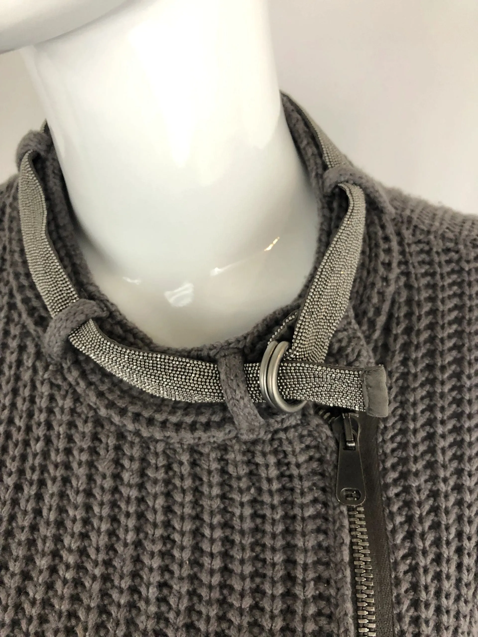 Cashmere Sweater W/ Monili Collar Size Xs
