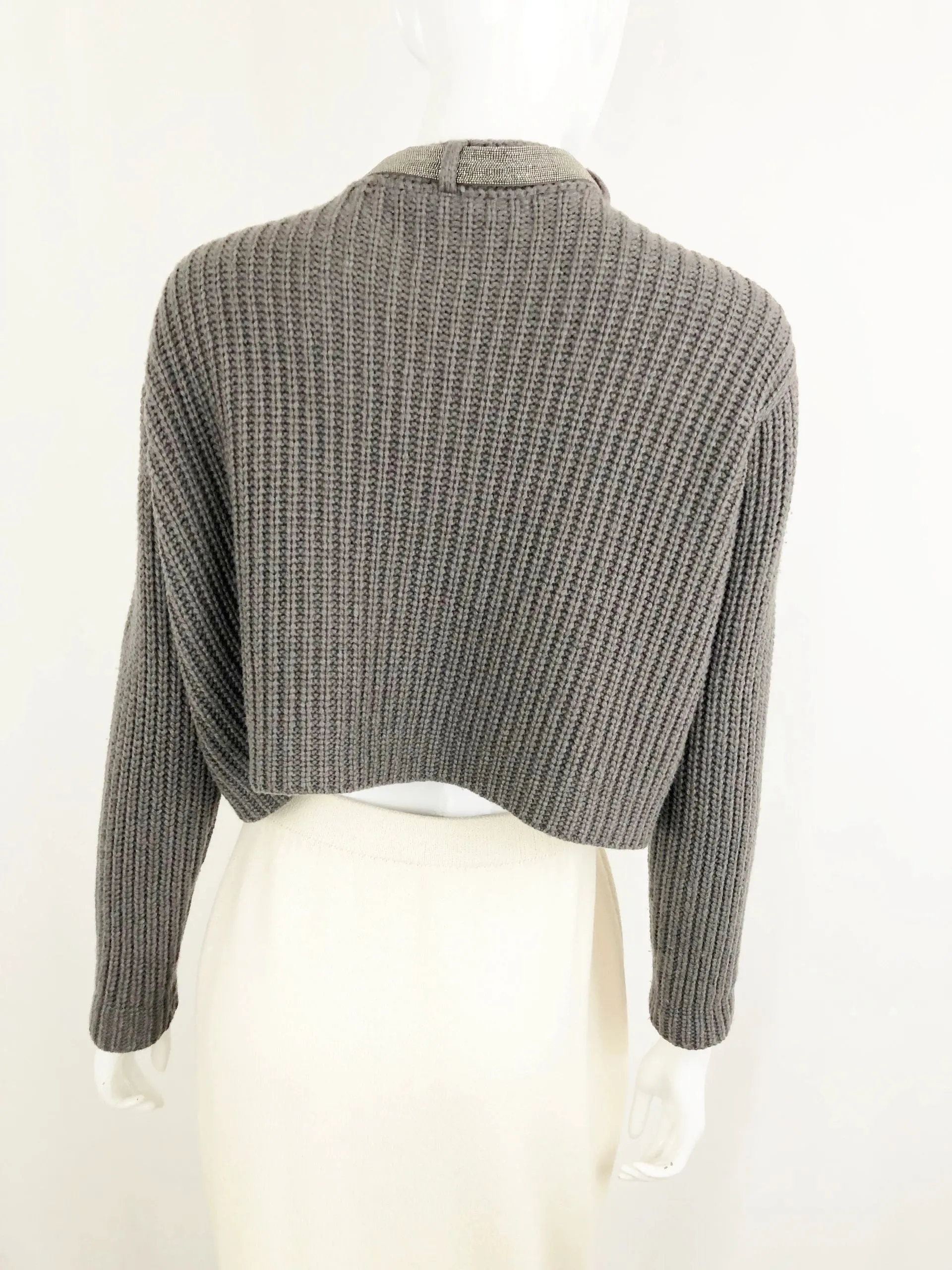Cashmere Sweater W/ Monili Collar Size Xs