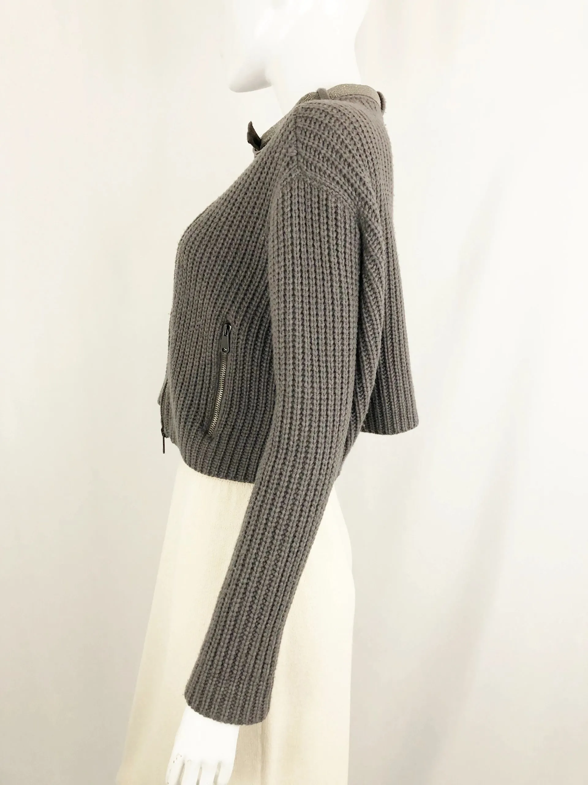 Cashmere Sweater W/ Monili Collar Size Xs