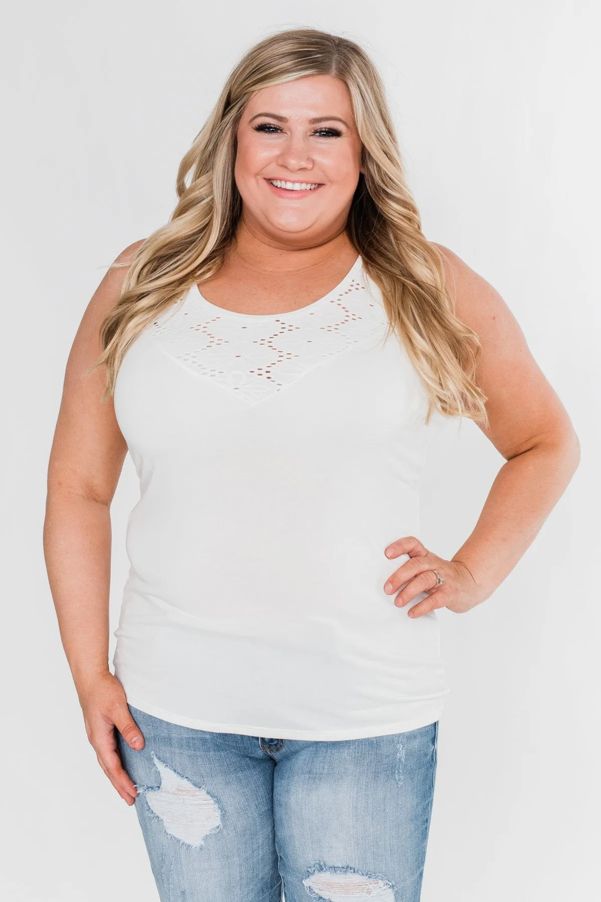 Caught In The Moment Tank Top- Ivory