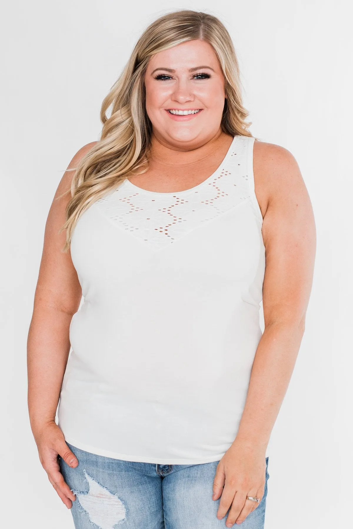Caught In The Moment Tank Top- Ivory