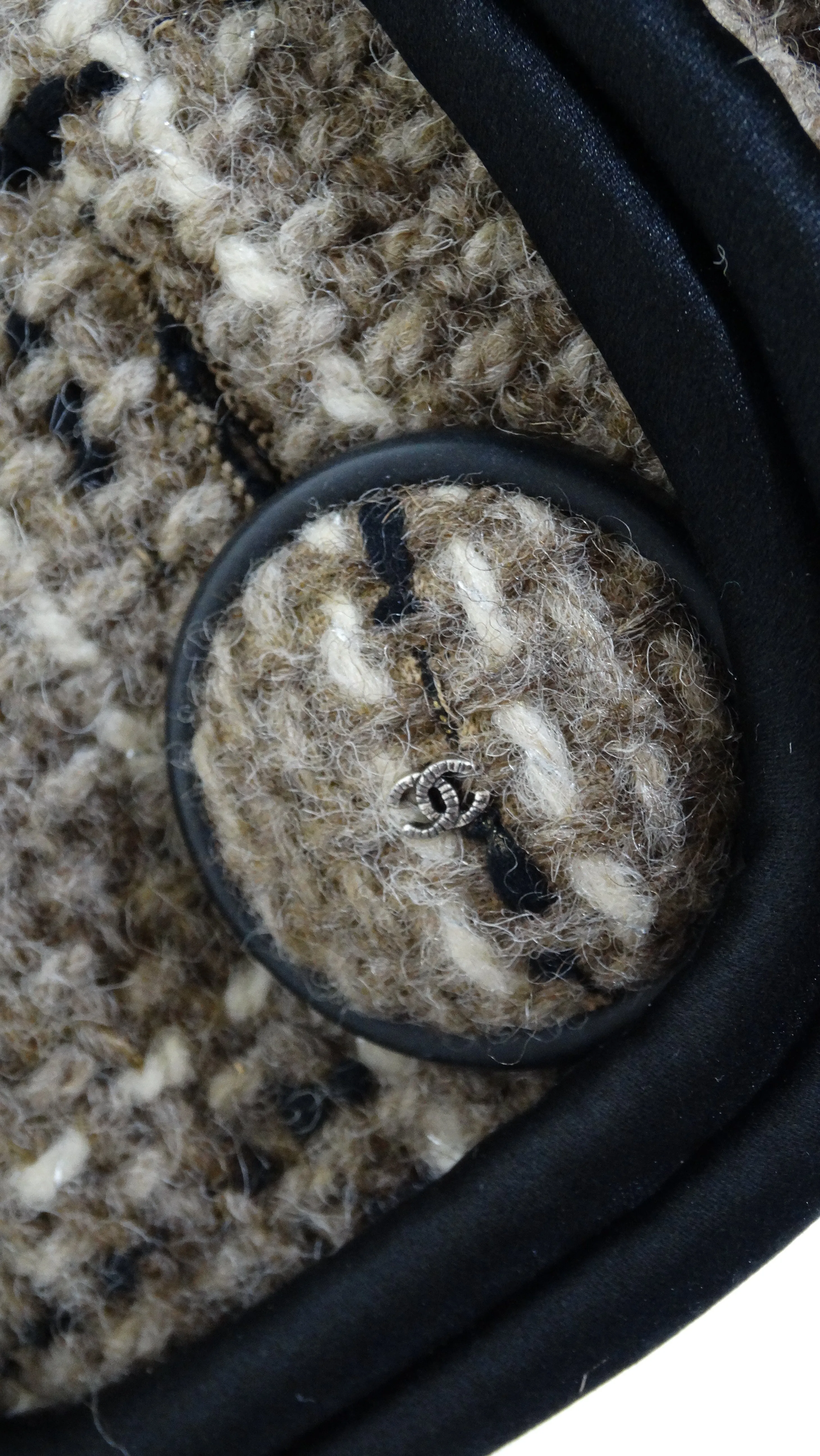 Chanel Wool Beige Tweed Long Coat