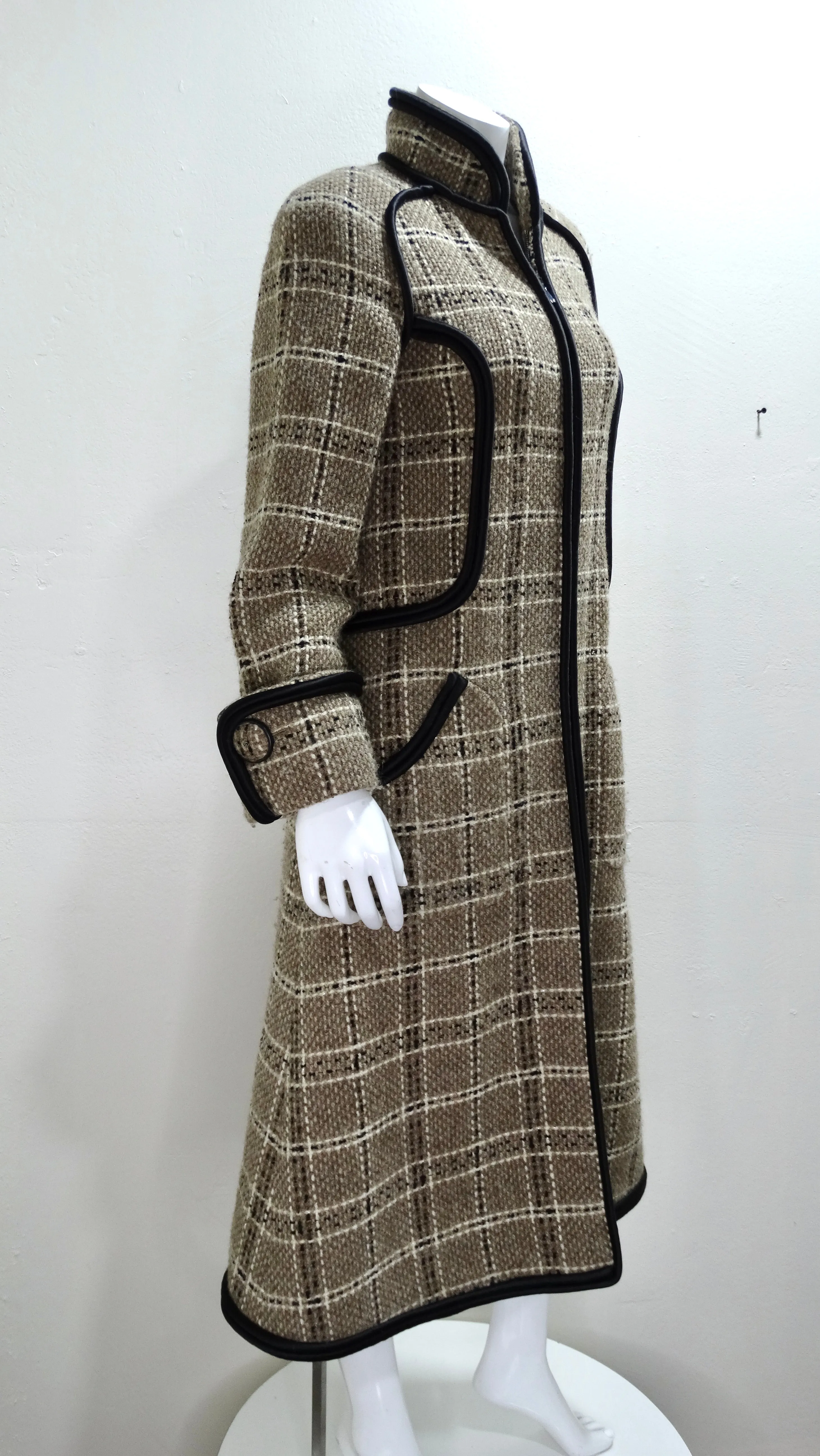 Chanel Wool Beige Tweed Long Coat