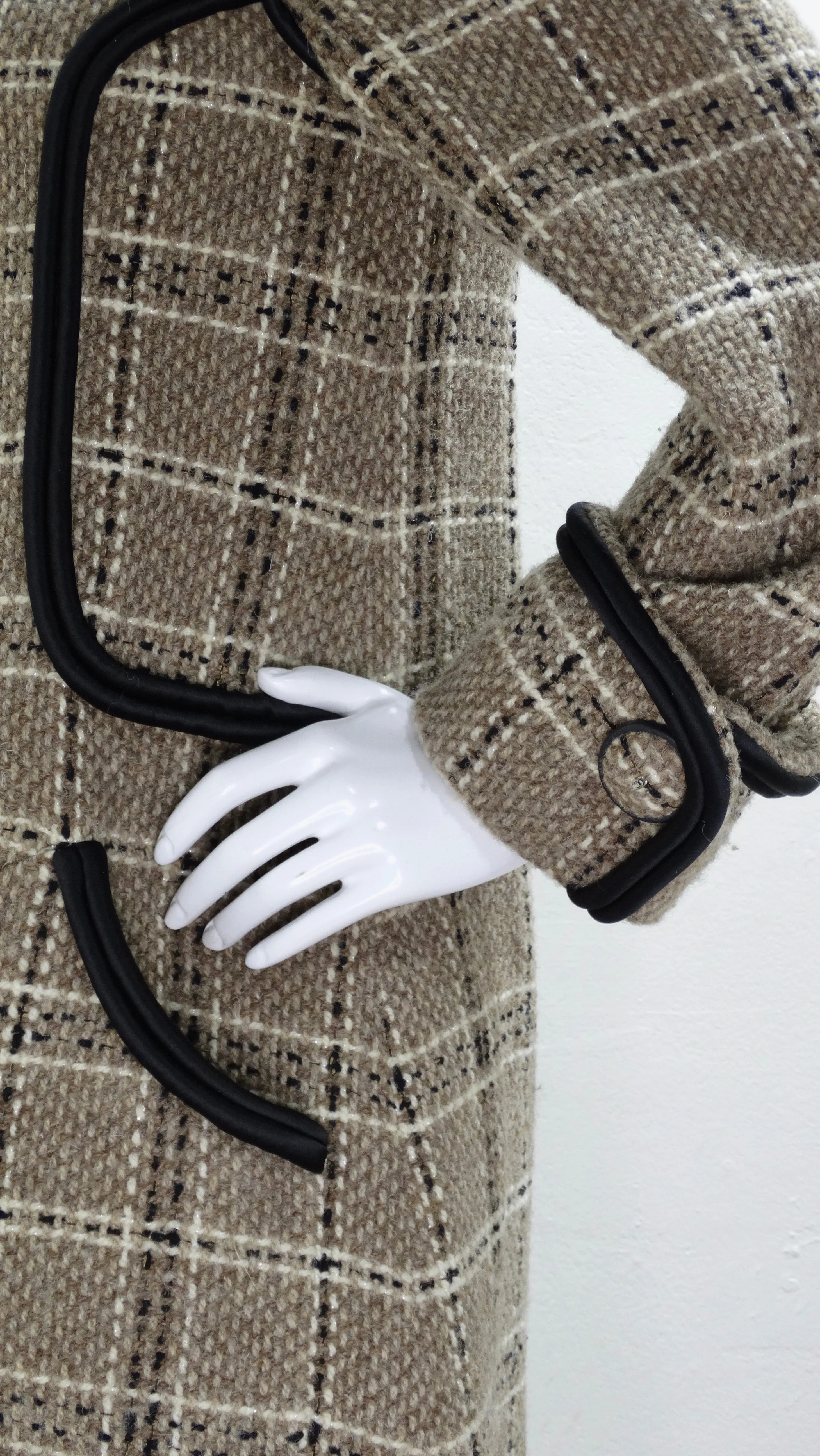Chanel Wool Beige Tweed Long Coat
