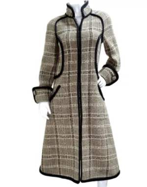 Chanel Wool Beige Tweed Long Coat