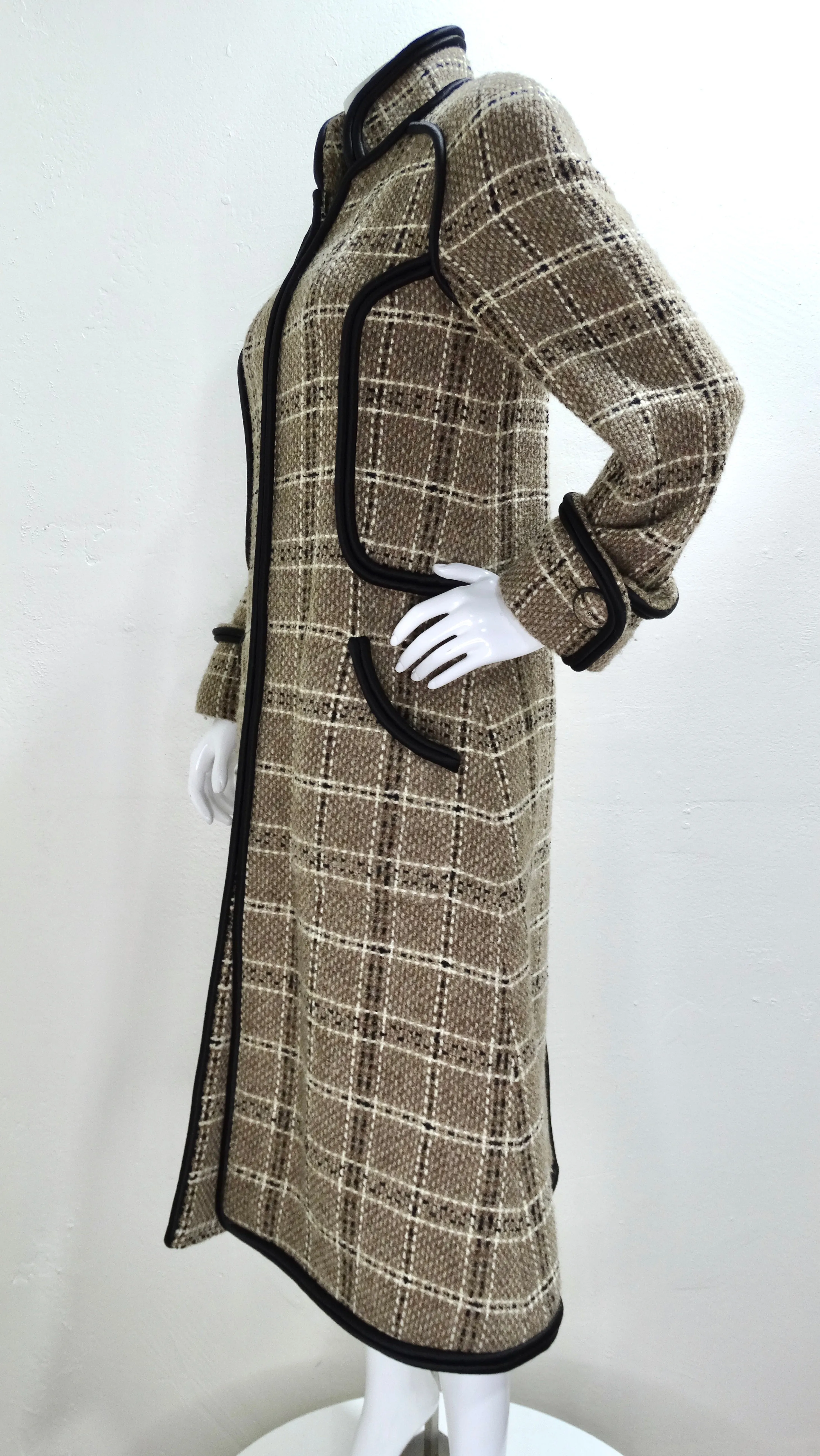 Chanel Wool Beige Tweed Long Coat