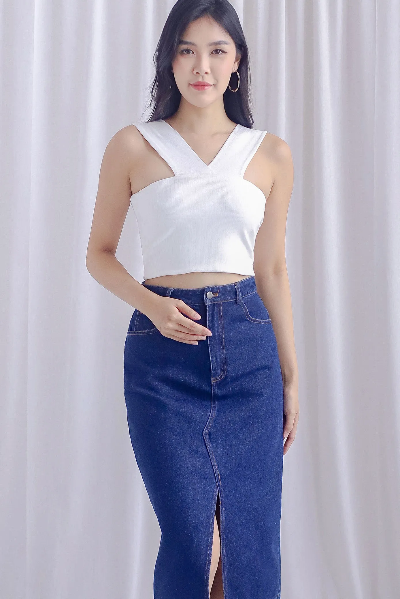 Cherie Padded Two Way Top In White