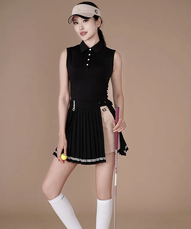 CHUCUCHU  Pleated Wrap Skirt Short Pants - Black