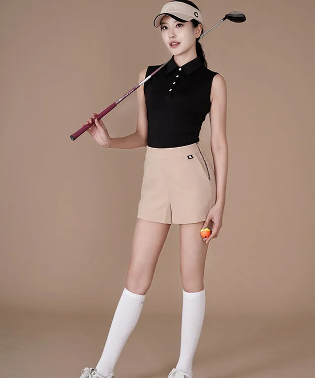 CHUCUCHU  Pleated Wrap Skirt Short Pants - Black