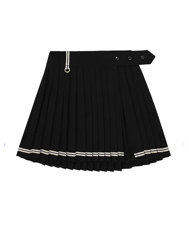 CHUCUCHU  Pleated Wrap Skirt Short Pants - Black