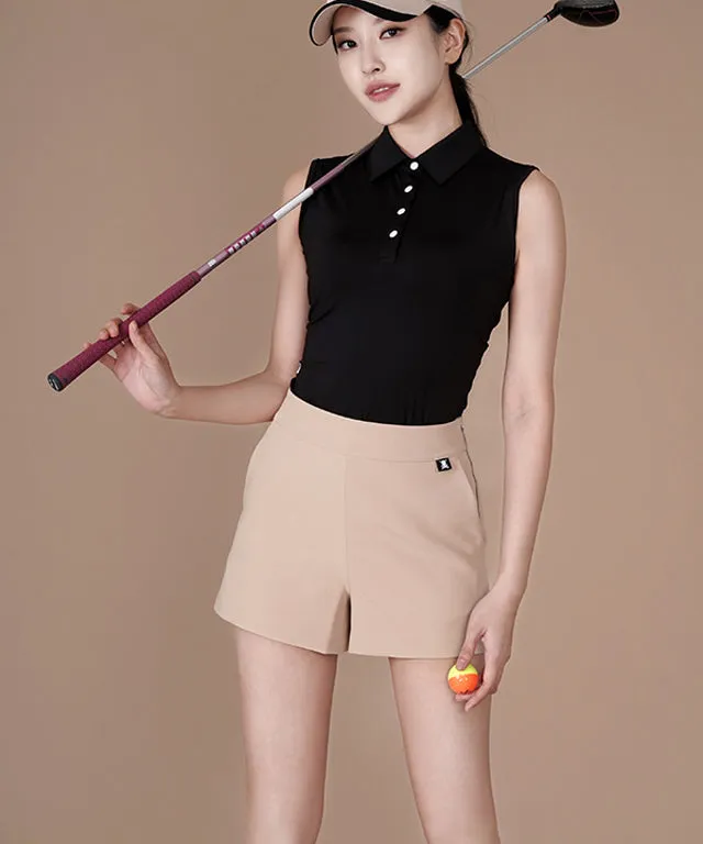 CHUCUCHU  Pleated Wrap Skirt Short Pants - Black