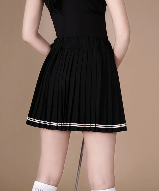 CHUCUCHU  Pleated Wrap Skirt Short Pants - Black