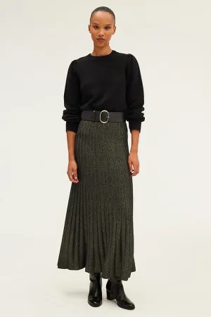 CLAIRETTE RIBBED LUREX MIDI SKIRT