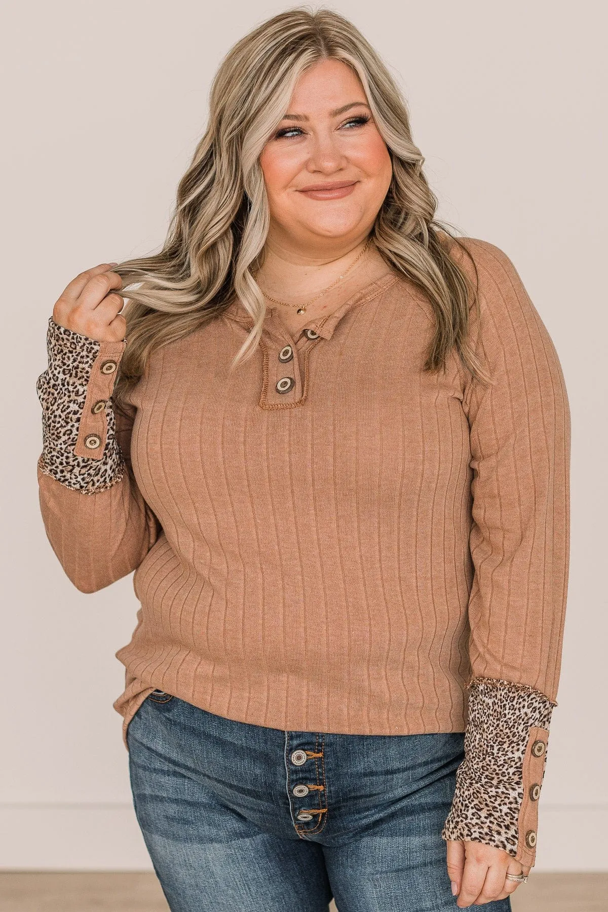 Closer Than Every Button Knit Top- Camel