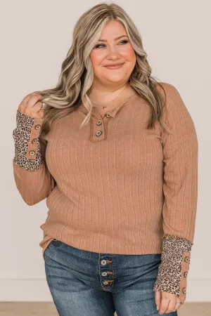 Closer Than Every Button Knit Top- Camel