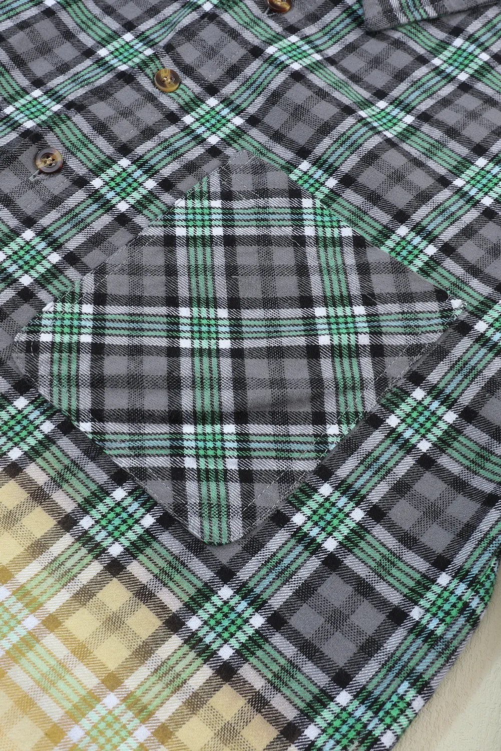 Contrast Plaid Patchwork Button up