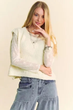 Cream Beige Round Neck Sweater Vest