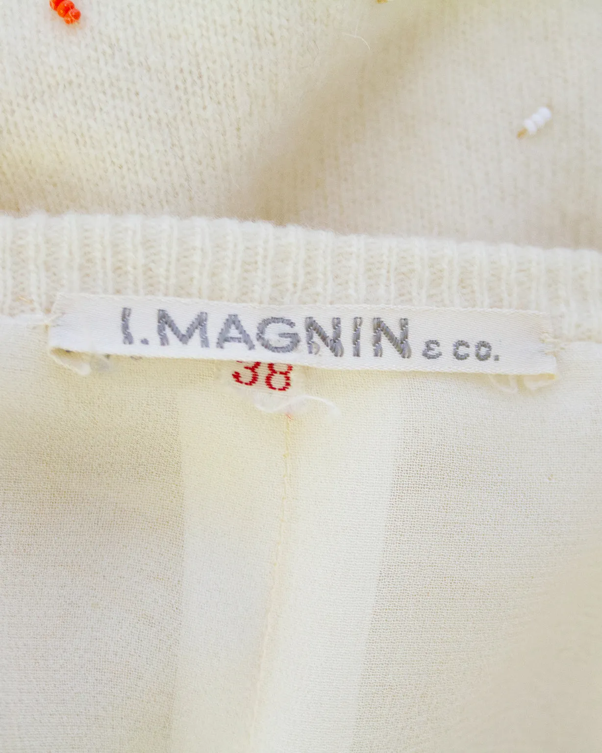Cream Wool Colourful Beaded Cardigan