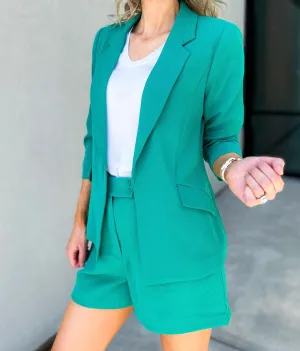 Demi Floral Lined Blazer (Green)