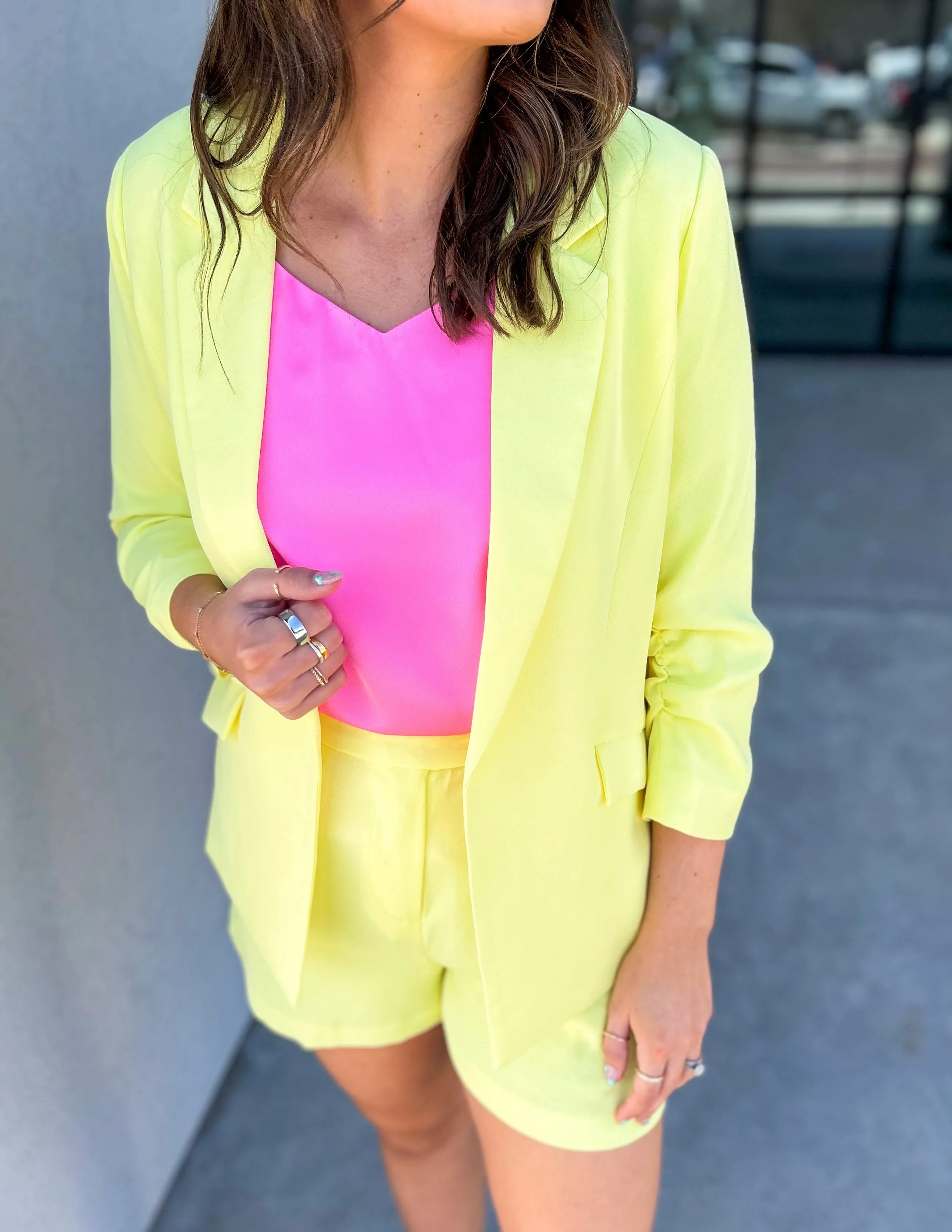 Demi Floral Lined Blazer (Lemon Lime)