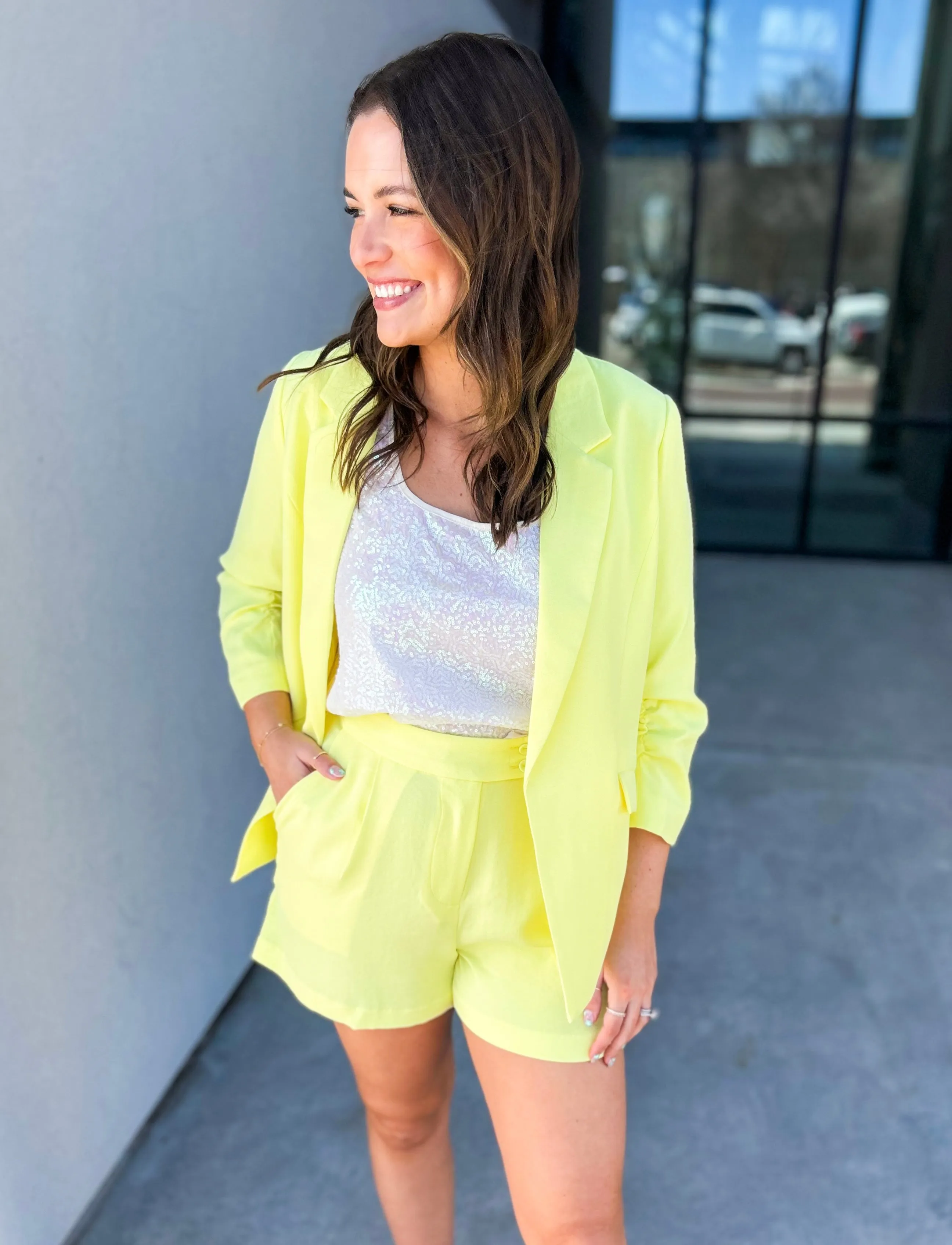 Demi Floral Lined Blazer (Lemon Lime)
