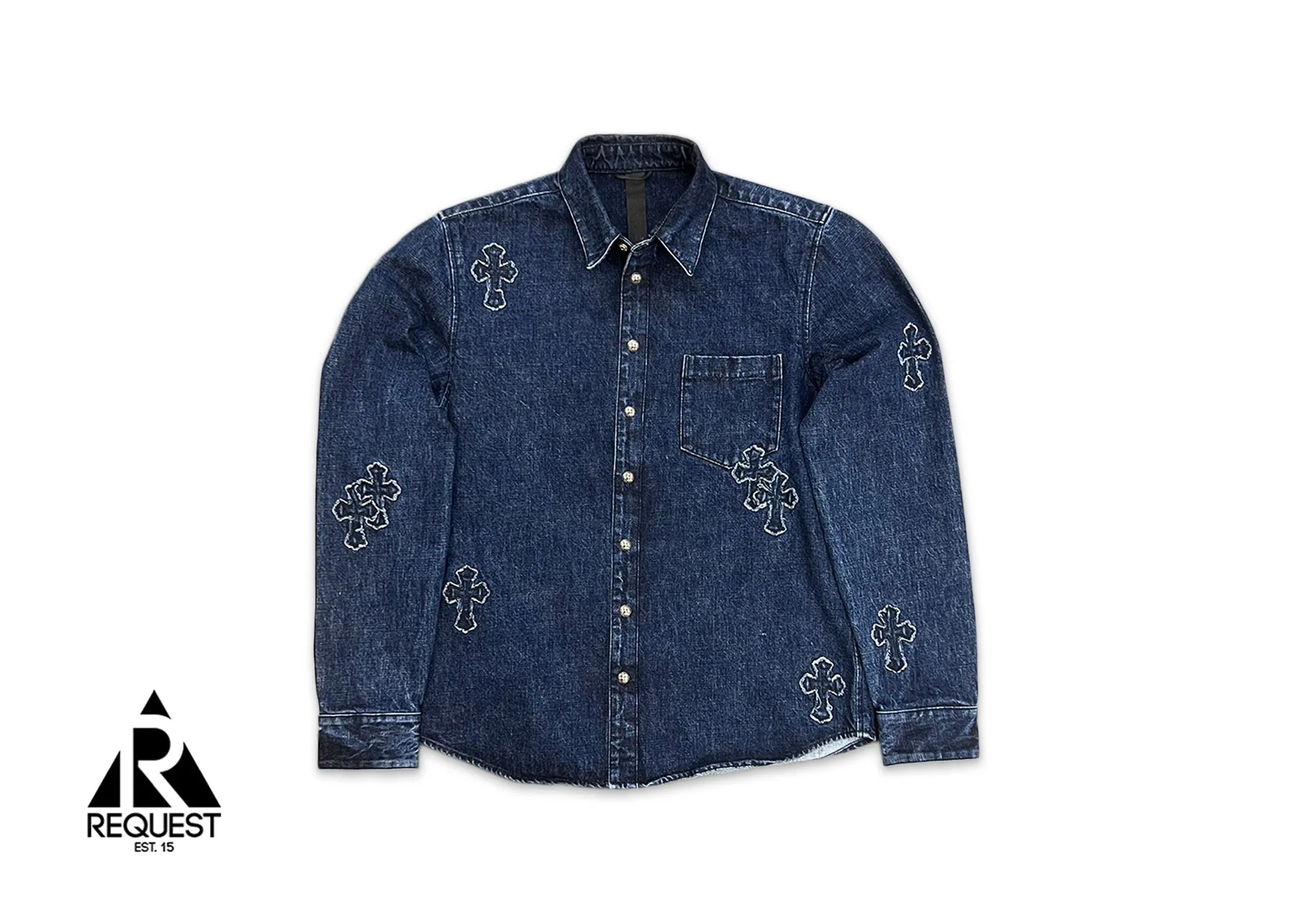 Denim Button Up Jacket "Denim Crosses"