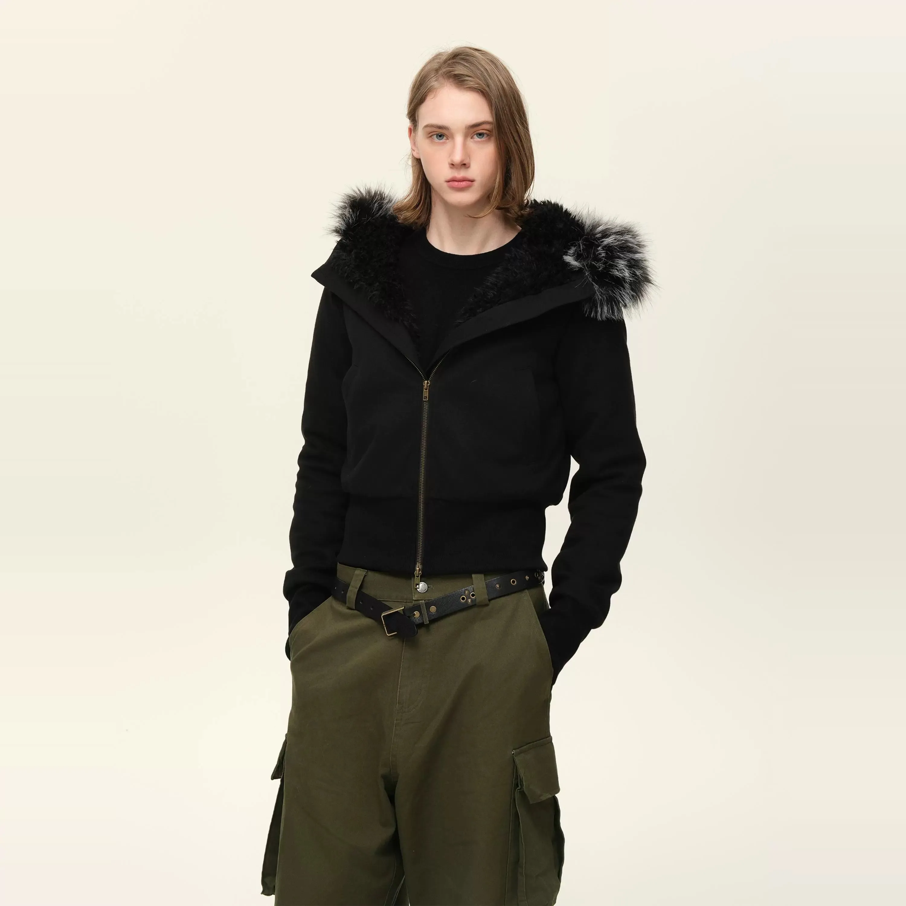 Detachable Fur Hooded Jacket