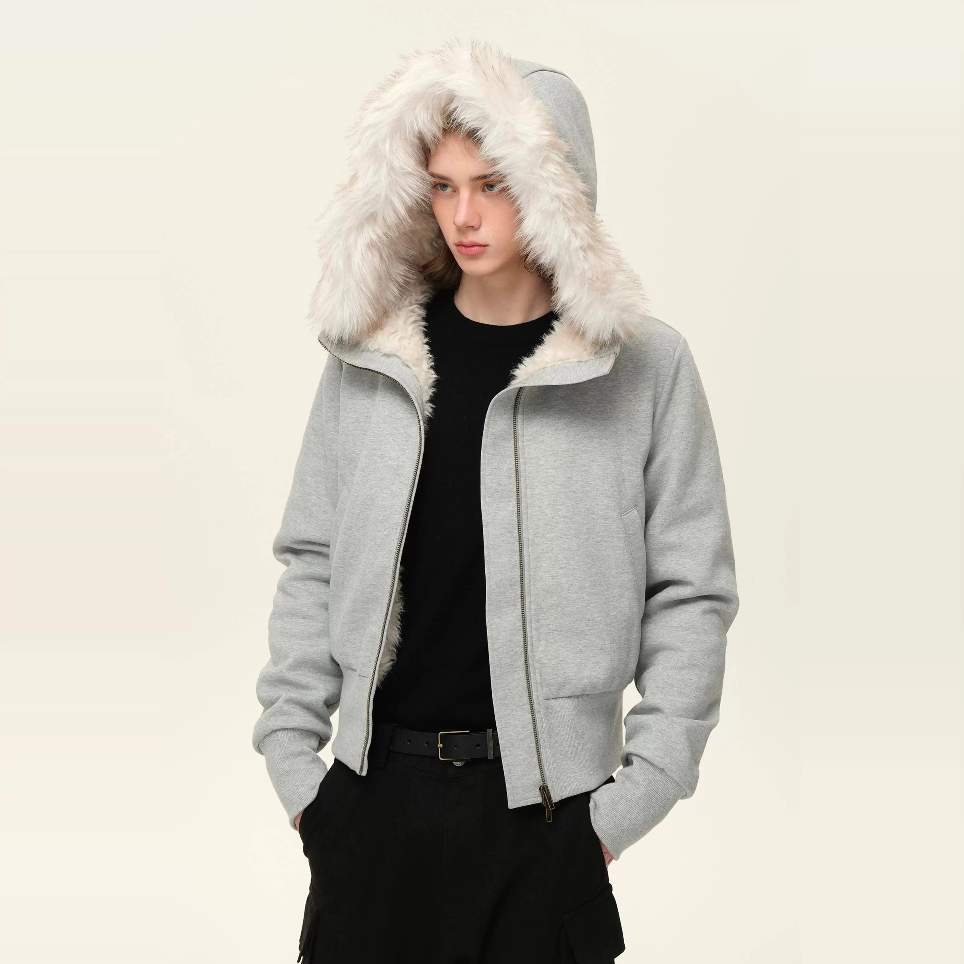 Detachable Fur Hooded Jacket