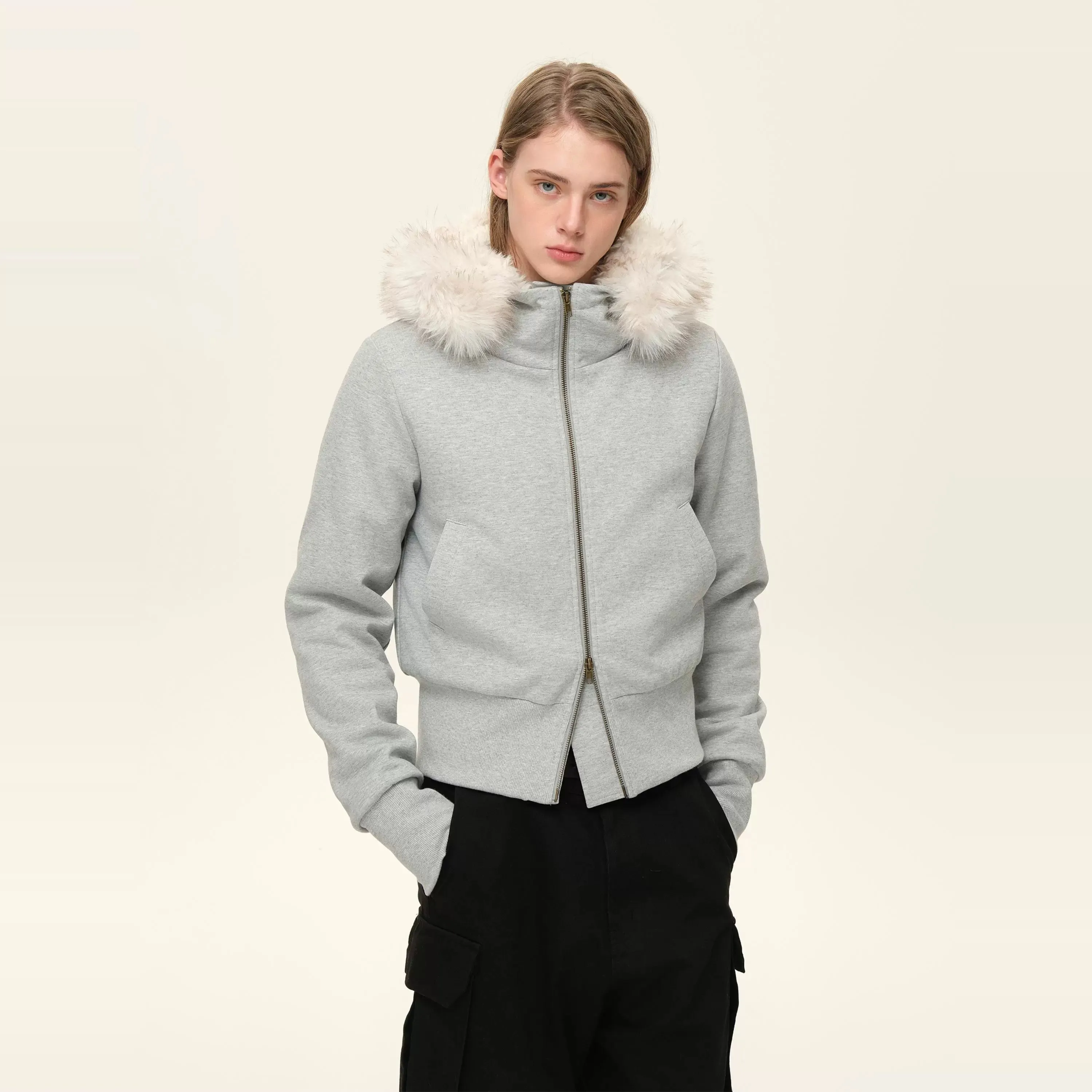 Detachable Fur Hooded Jacket