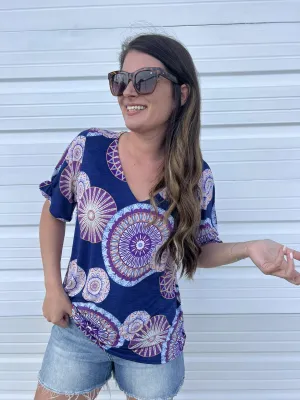 DOORBUSTER: Mandala V-Neck Top - Royal by Sew In Love (Ships in 2-3 Weeks)