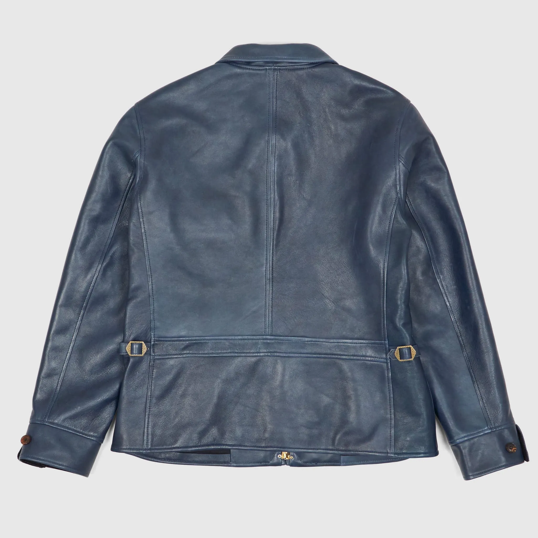 Double Helix Classic 1930's Dark Indigo Overdyed Horse Leather Jacket