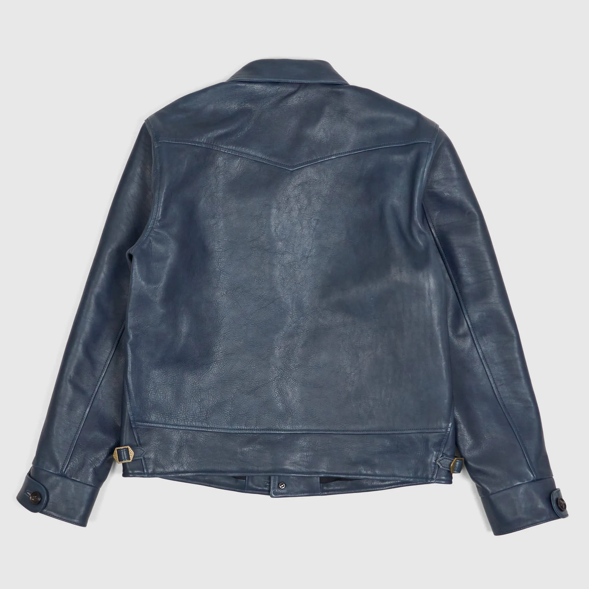 Double Helix Classic 1930's Dark Indigo Overdyed Horse Leather Jacket