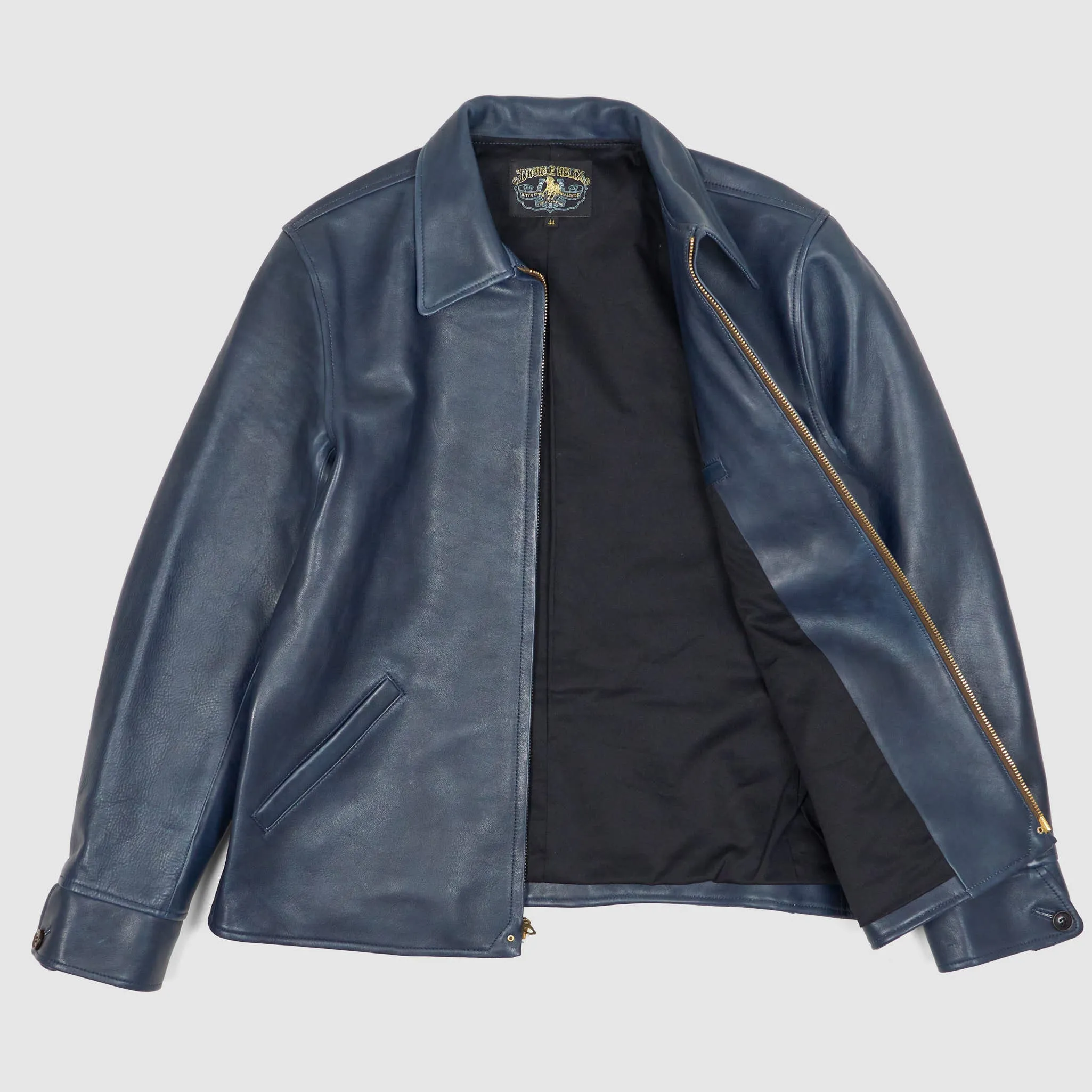 Double Helix Classic 1930's Dark Indigo Overdyed Horse Leather Jacket