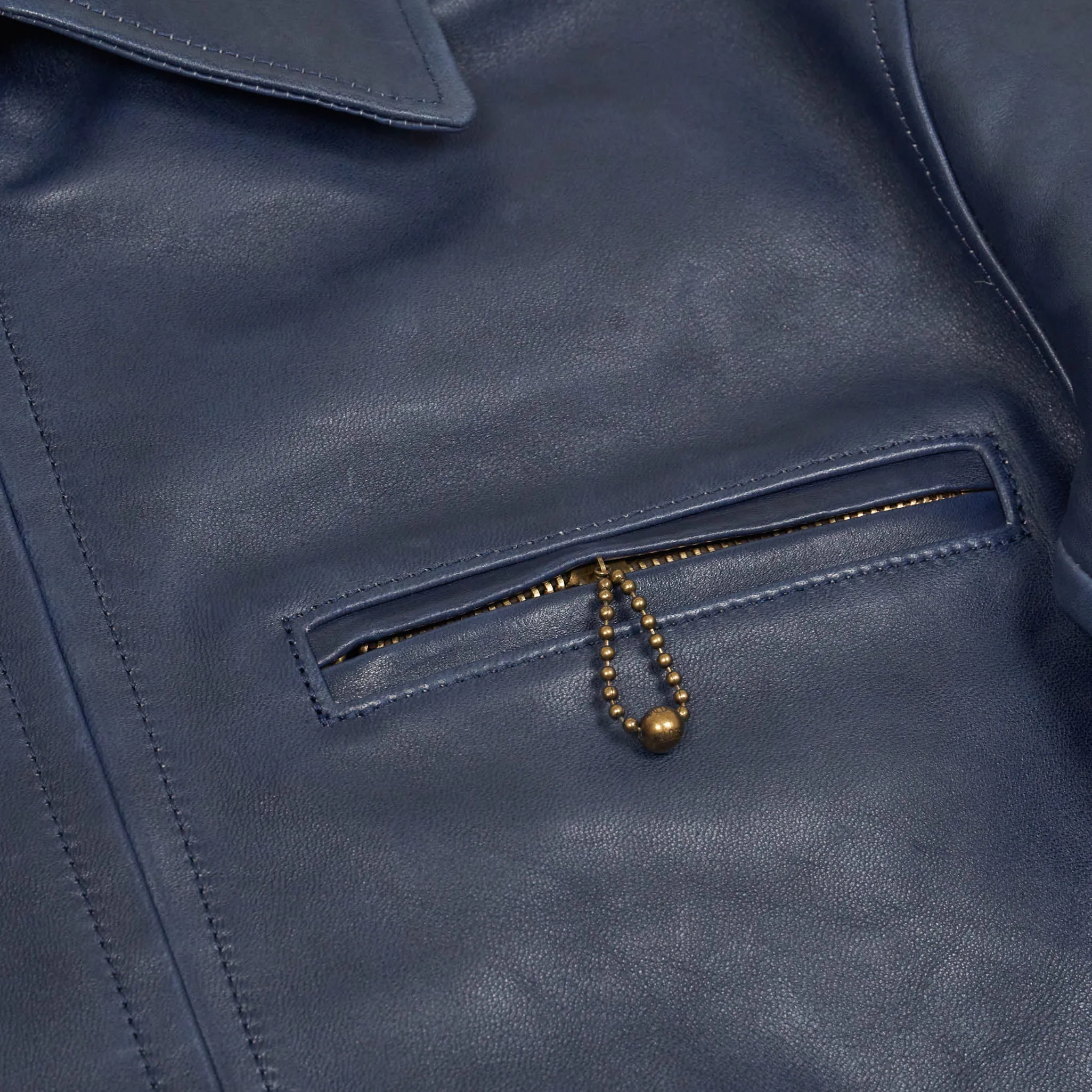 Double Helix Classic 1930's Dark Indigo Overdyed Horse Leather Jacket