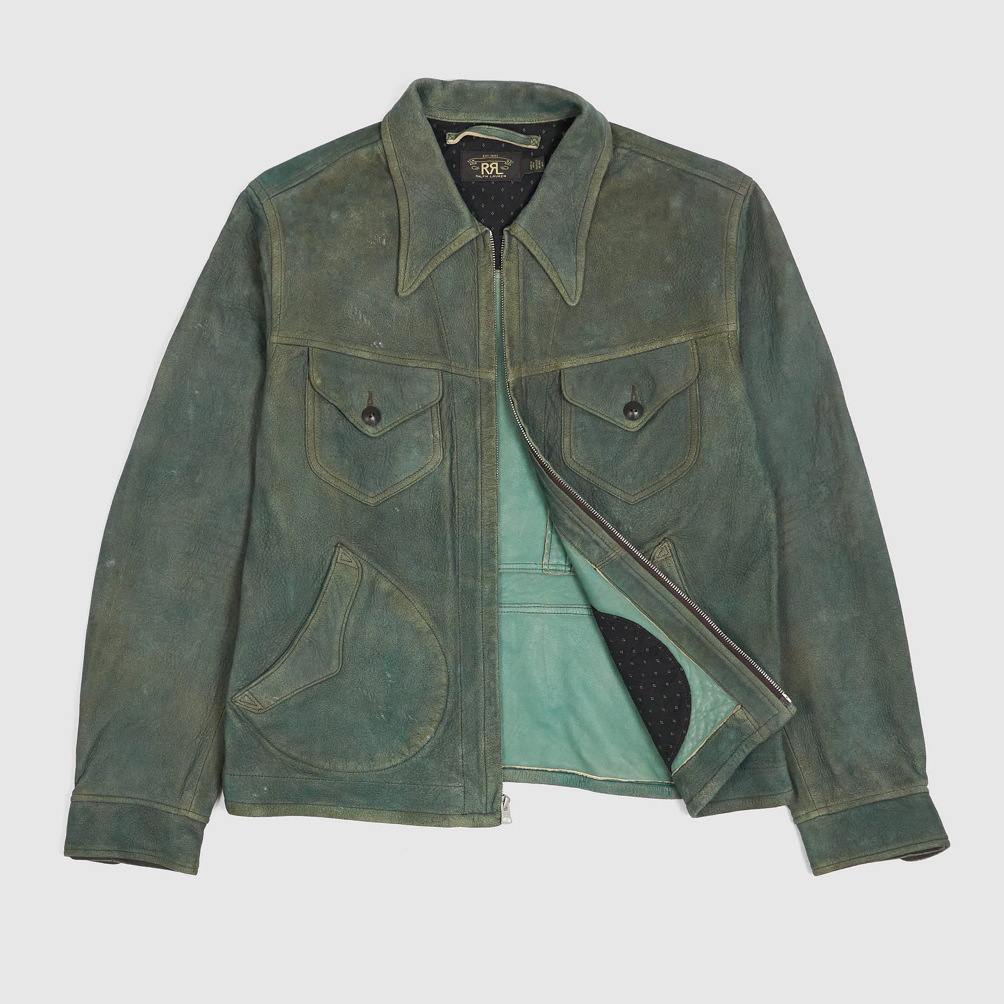 Double RL Indigo Dyed Unlined Soft Leatherjacket