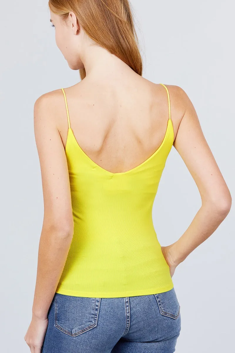 Double V-neck 2 Ply Rib Knit Cami Top