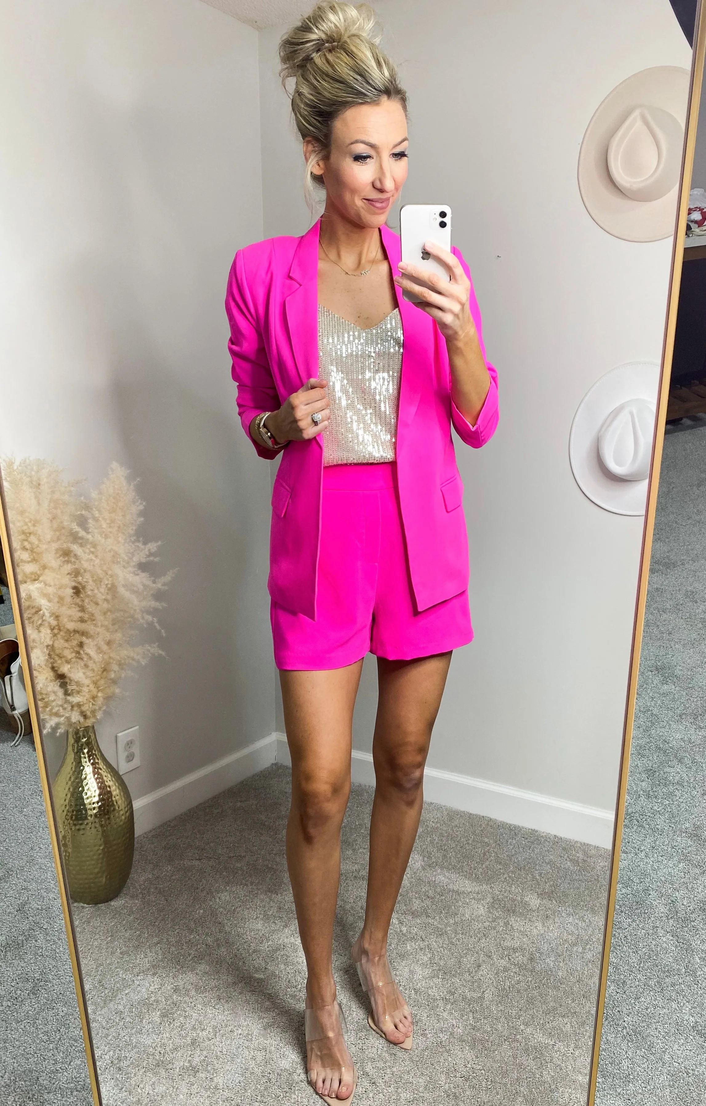 Ella Floral Lined Blazer (Ultra Pink)