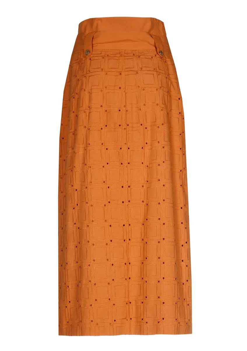 EMBROIDERED STRAIGHT COTTON SKIRT