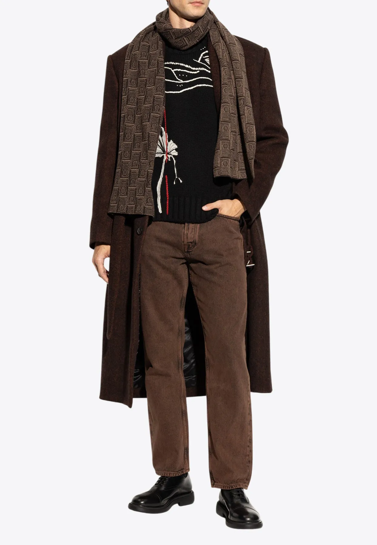 Embroidered Wool-Blend Crewneck Sweater