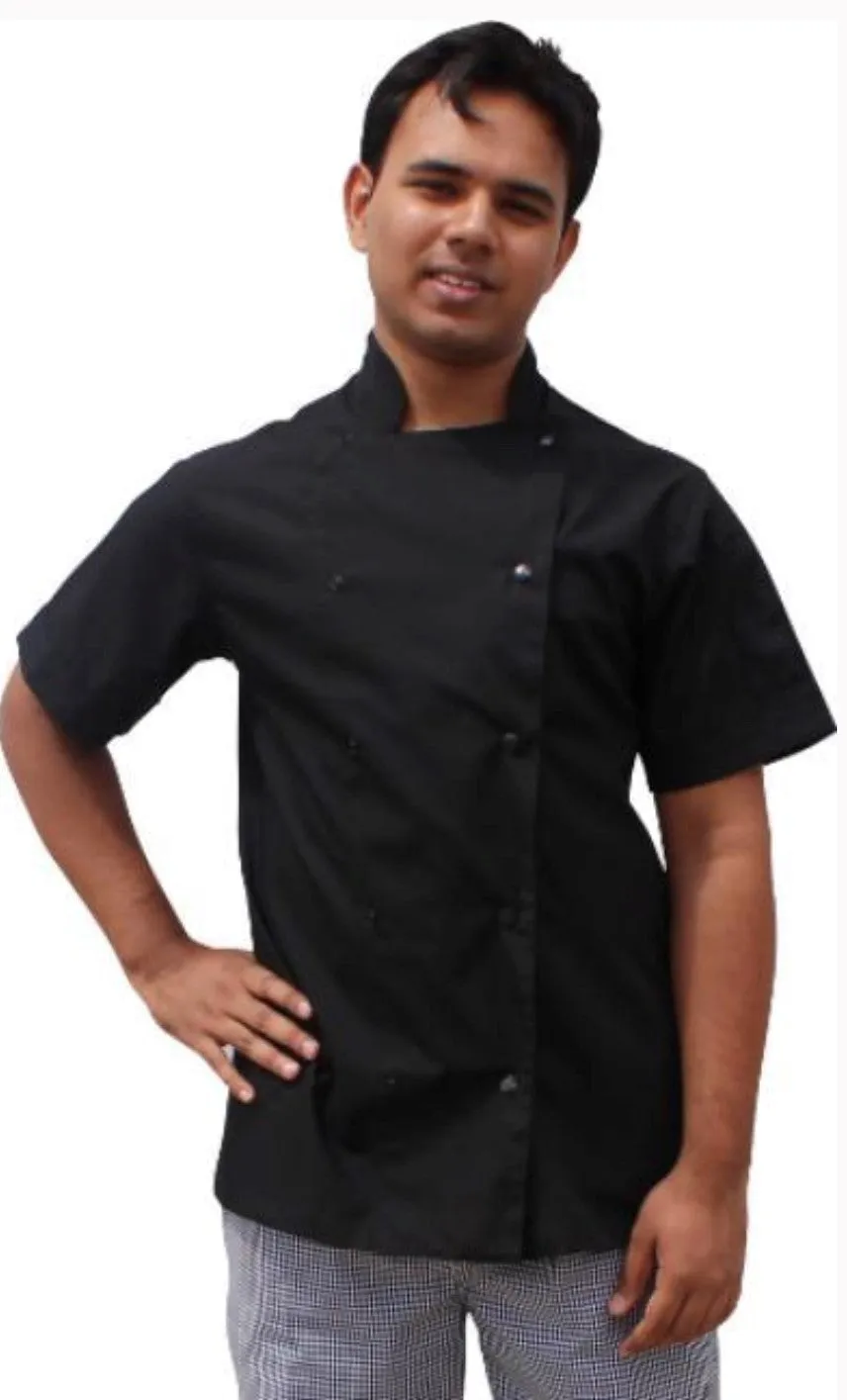 EPIC Light Weight Black Chef Jacket - Short Sleeve