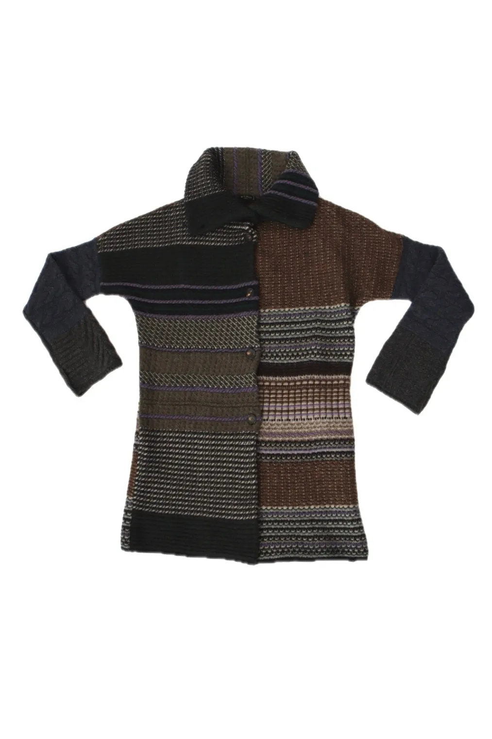 Etro Wool Blend Mix Pattern Coat