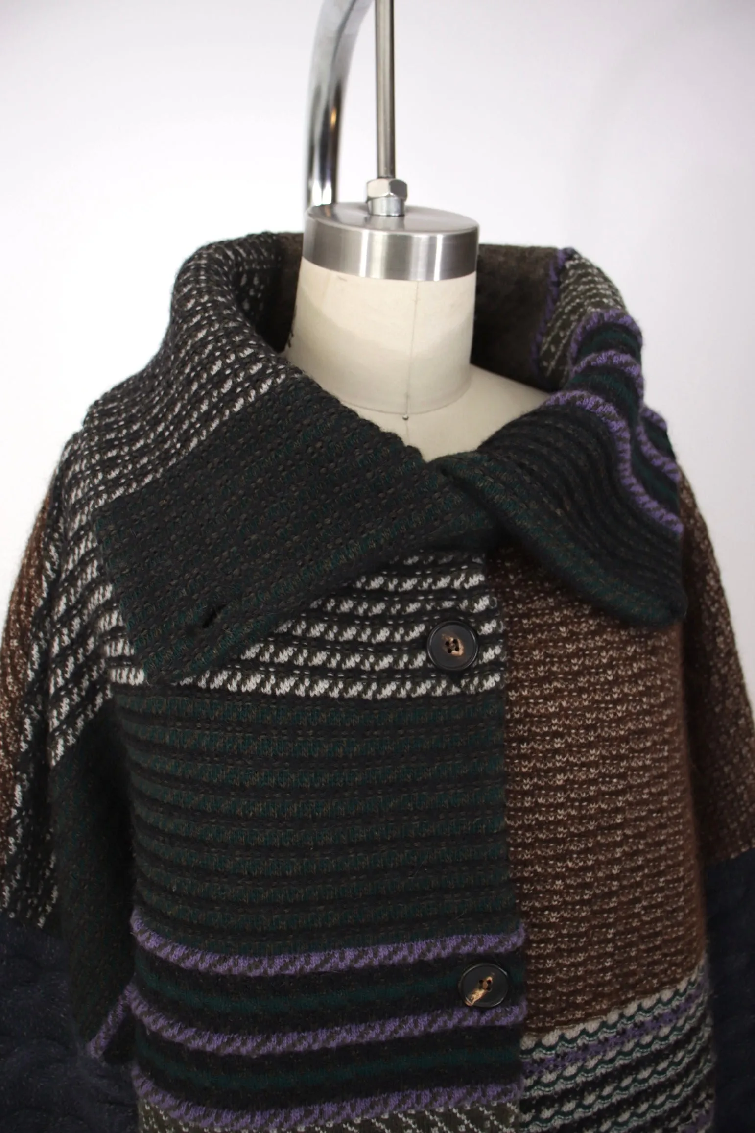 Etro Wool Blend Mix Pattern Coat