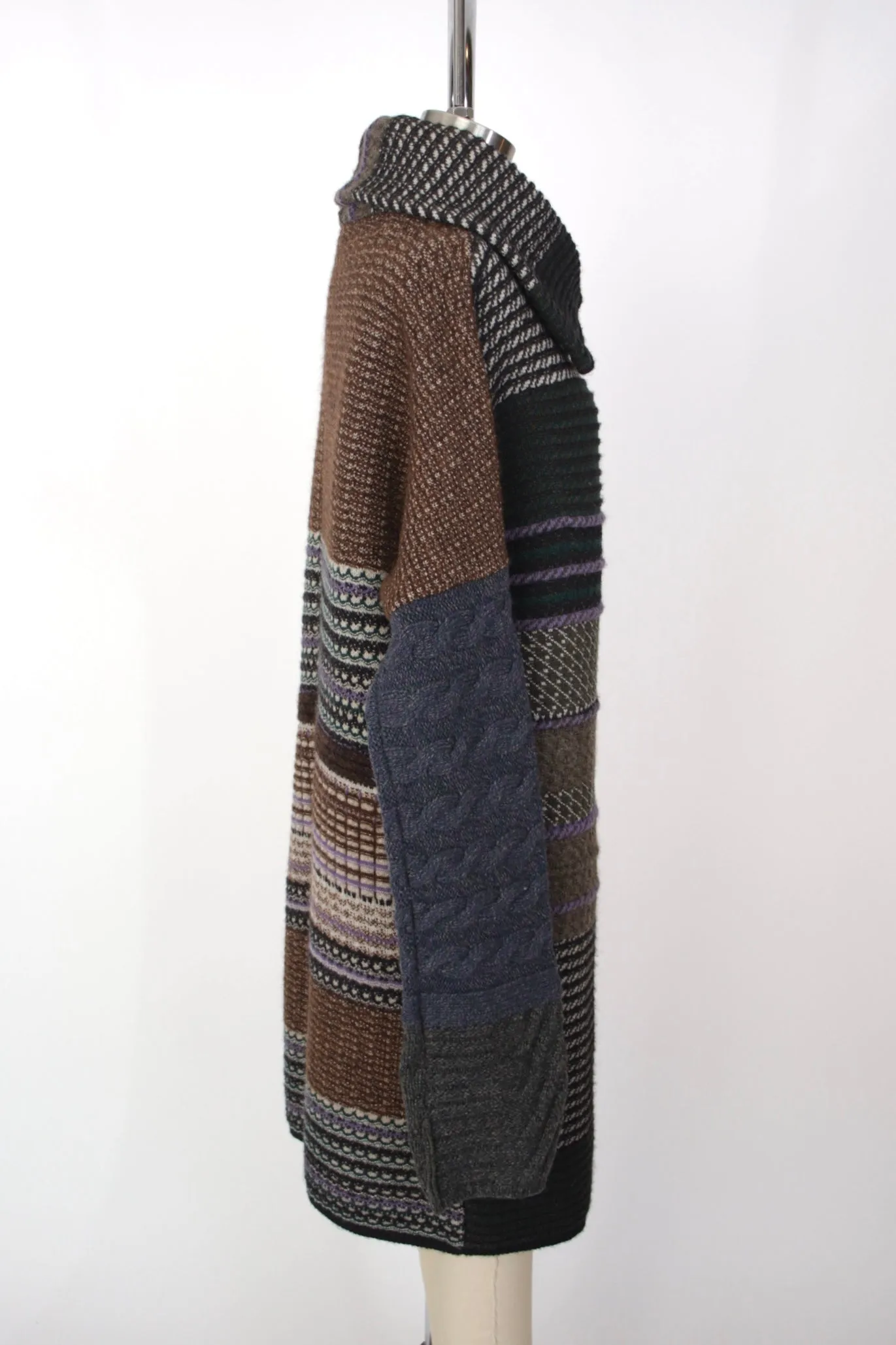 Etro Wool Blend Mix Pattern Coat