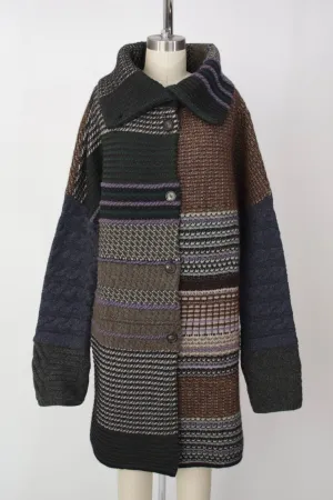 Etro Wool Blend Mix Pattern Coat
