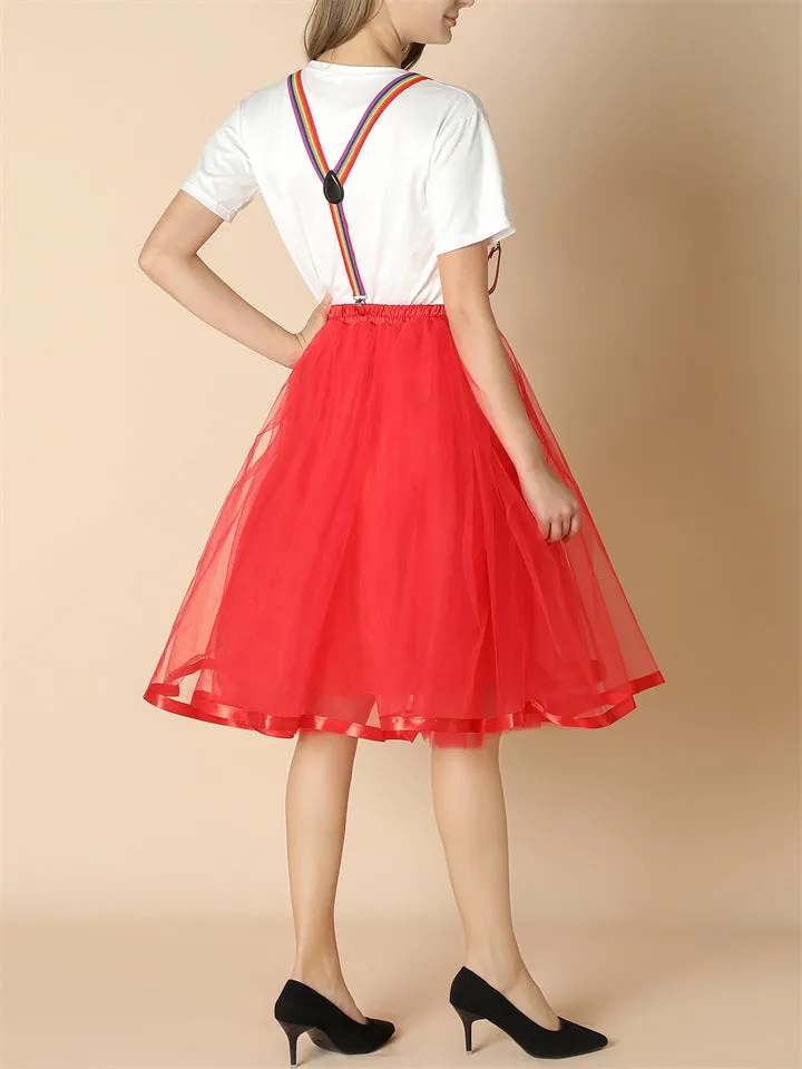 Fashion Christmas Thin Multi-layer Rainbow Puffy Skirt